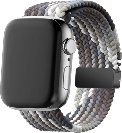 Bandz Gevlochten nylon band met Parachute sluiting - geschikt voor Apple Watch Series 1/2/3/4/5/6/7/8/9/10/11/SE/SE2/SE3/Ultra - iWatch nylon bandje voor grote maten: 44mm/45mm/46mm/49mm (mandala zwart)