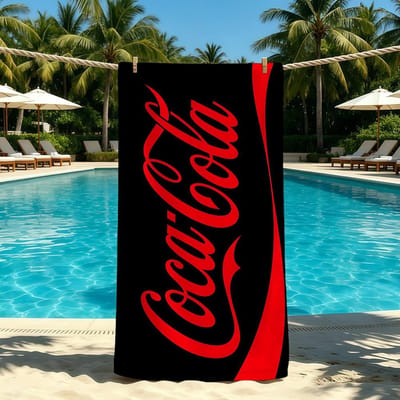 C-Coca-Cola-ES Mode Logo Handdoek Voor Buiten Kamperen Strandhanddoek Super Absorberend Sneldrogende Zomerhanddoek STJ40x70CM