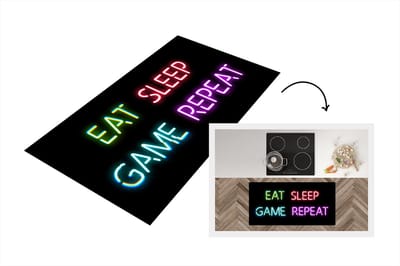 Keukenloper - Loper keuken - Gaming - Neon - Eat sleep game repeat - 120x60 cm - Keukenloper vinyl