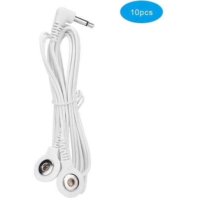 10 stuks 3,5 mm Elektrode   Draden Kabel voor TENS Unit Fysiotherapie Machine (2 Knoppen) white