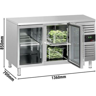 GGM Gastro Kühltisch ECO - 1360x700mm - mit 2 Glastüren Zilver