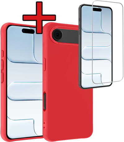 Hoesje - Met Screenprotector - Geschikt voor Apple iPhone Air - Sterk & Shockproof - Telefoon Hoes - Back Cover - Siliconen Case - Telefoonhoes - Rood