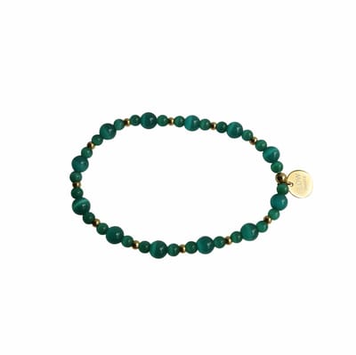 FlowJewels - armband - staal - cats eye - elastisch - goudkleurig - handgemaakt
