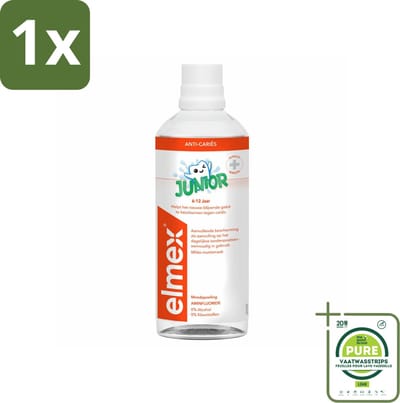 1 x Elmex Mondspoeling Junior (5-12 Jaar) 400 ml - Tandspoeling Voor Jongeren - Gaatjesbescherming - Aminfluoride - Beugelbescherming - Alcoholvrije Tandspoeling