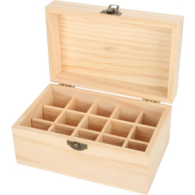 Boîte à Huiles Essentielles 15 Emplacements Présentoir en Pin Anti-Lumière du Soleil Étui de Rangement pour Huiles Essentielles pour Maison Centre de Beauté beige