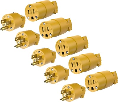 Elektrische Vervangingsstekker en -Koppeling Set voor Verlengsnoer, 15A 125V, Geel