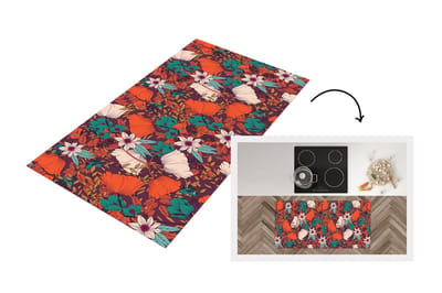 Keukenloper - Loper keuken - Bloemen - Herfst - Patroon - 120x60 cm - Keukenloper vinyl