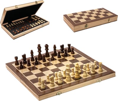 Magnetisch Schaakspel - Opvouwbaar Schaakbord - Schaakstukken - Schaakset - Hout - Queen's Gambit - 39x39CM