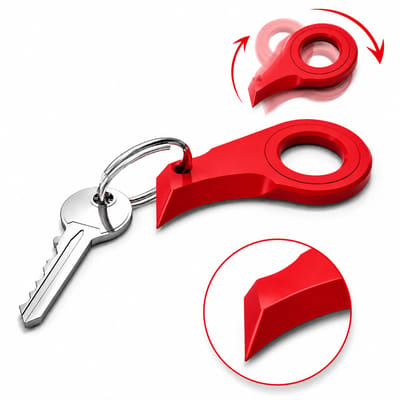 Doosopener Sleutelhanger - Key Spinner Fidget - Veilige Pakketopener - Mini Box Opener - Stress Relief Gadget - Compact EDC Tool - Rood