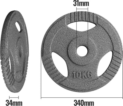 Physionics Halterschijf 10 kg - Gietijzer - Grijpopening - 30 mm