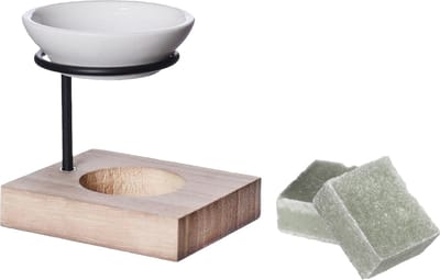 Ideas4seasons Amberblokjes/geurblokjes cadeauset - jasmijn geur - inclusief geurbrander