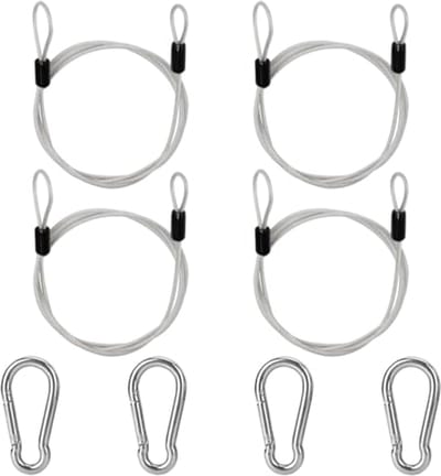 4 Stuks 1m x 2,5mm Veiligheidskabel met Karabijnhaak voor Tuinmeubelen en Fiets