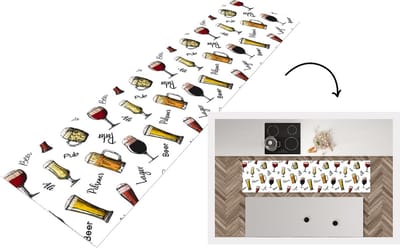 Keukenloper - Loper keuken - Bier - Glazen - Patroon - 200x50 cm - Keukenloper vinyl