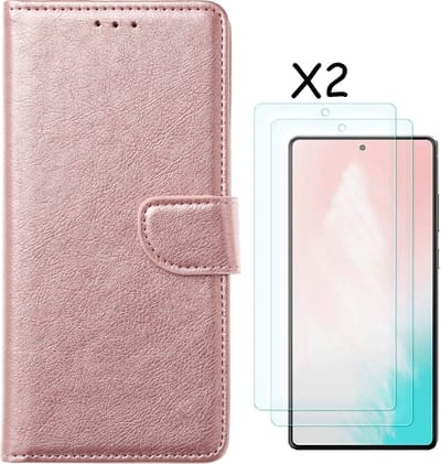 Hoesje Geschikt Voor Samsung Galaxy S20 FE 2022 hoesje bookcase Rose Goud - Galaxy S20 FE bookcase wallet case portemonnee hoesje - Hoesje Geschikt Voor Samsung Galaxy S20 Fe 2022 screenprotector / 2X tempered glass