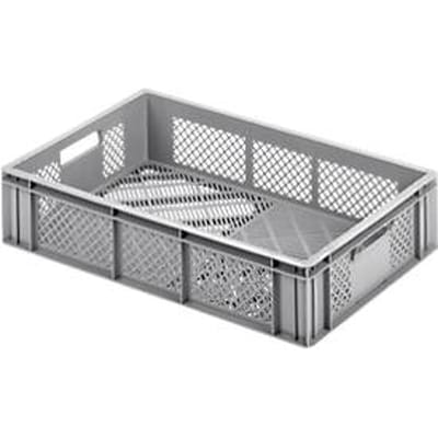 Euro Box groente- en fruitkist, voedselveilig, inhoud 24,87 L, opengewerkte versie, grijs