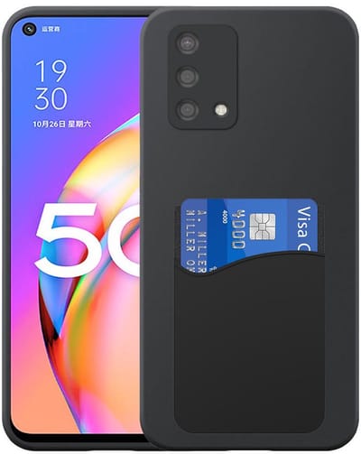 Geschikt voor Oppo A93 5G Telefoonhoesje met Siliconen Pasjeshouder - Flexible Back Cover Case Siliconen TPU with Silicone Cardslot - Zwart - Smartphonica geschikt voor Oppo A93 5G