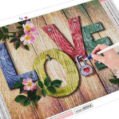 Kit de peinture diamant carré complet, broderie d'amour, mosaïque, point de croix, texte, décor artistique mural Full Square 20X30CM