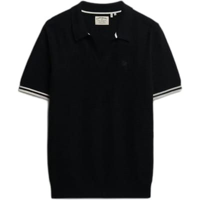 Superdry Johnny Collar Knitted Korte Mouw Poloshirt Zwart XL Man