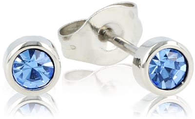 My Bendel - Edelstalen Oorsteker met Sapphire Zirkonia Steen 4 Mm - Stralende Zilverkleurige Oorbellen met Saffier Zirkonia 4mm - met Luxe Cadeauverpakking | Sieraden Voor Dames