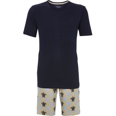 Ringella Katoenen heren schildpad shortama Blauw man 48