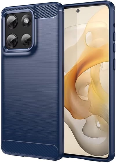 Geborsteld TPU Hoesje Geschikt voor Motorola Moto G86 | Beschermhoes | Back Cover | Flexibel TPU | Stijlvol Carbon | Dun | Blauw
