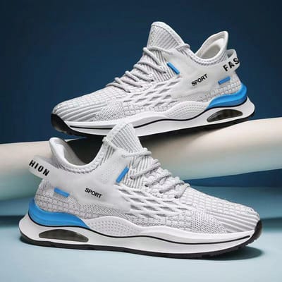 Herenschoenen Nieuwe Lente Low-Top Hardloopsneaker Vliegweefsel Ademend Mesh Casual Schoenen 44 gray