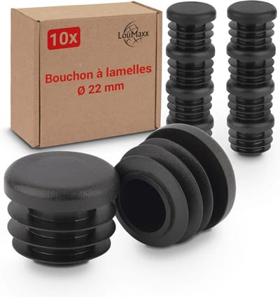 Buisstoppen 22 mm - Set van 10 Zwarte Lamellenstoppen voor Ronde Hekpalen
