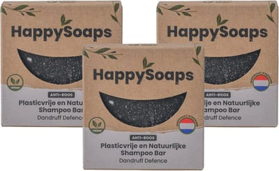 HappySoaps Dandruff Defence – 3× Shampoo Bar – Halfjaar Box – Natuurlijke Shampoo – Anti-Roos – Voordeelverpakking