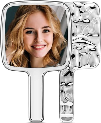 Handspiegel Vierkant - Make-upspiegel Decoratief - Dagelijkse Make-up - Uniek Watergolvend Ontwerp - Diverse Maten - Zilver