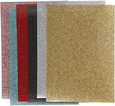 Opstrijkfolie, vel 148x210 mm, glitter, diverse kleuren, 6 vel/ 1 doos