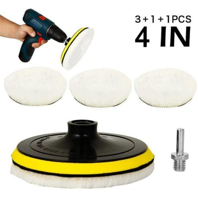 5 Pièces Plateau de Ponçage Flocage 4 Pouces Dos Crochet et Boucle Tampon de Polissage, Meule de Polissage pour Machine de Polissage Perceuse Électrique, Ensemble d'Outils de Polissage blanc