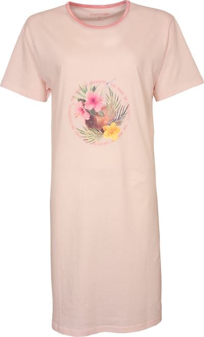 Temptation Dames Nachthemd - Bigshirt - 100% Katoen - Roze - Maat S