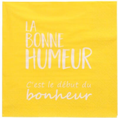 12x 20 Servetten 3-laags 1/4 vouw 33 cm x 33 cm geel La Bonne Humeur
