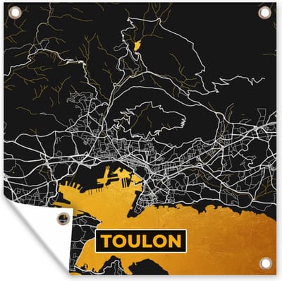 Tuin poster Kaart – Stadskaart – Toulon - Plattegrond – Frankrijk - 200x200 cm - Tuindoek