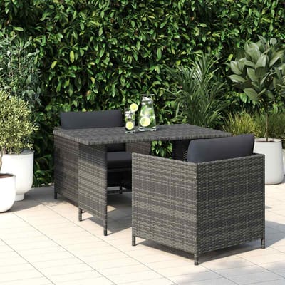 vidaXL - Tuintafel - 110x70x65 - cm - poly - rattan - grijs