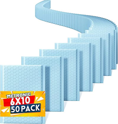 Bubble Enveloppen - Verzend Enveloppen Gewatteerd - Kleine Zendingen Versturen - Waterdicht Zelfsluitend - 6x10 Inch 50 Stuks - Lichtblauw