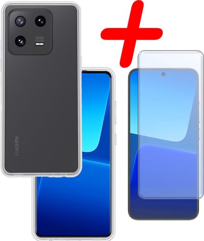 Hoesje Met Screenprotector - Geschikt voor Xiaomi 13 - Sterk & Shockproof - Back Cover - Siliconen Case - Telefoon Hoes - Transparant