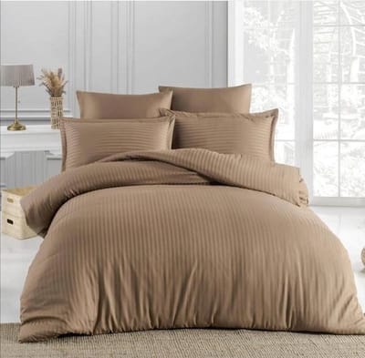Lubna Home Dekbedovertrekset 240x220/200cm 100% KATOENSTAIJN -2XKUSSENSLOOP 60X70 cm -LITS-JUMEAUX-BRUIN