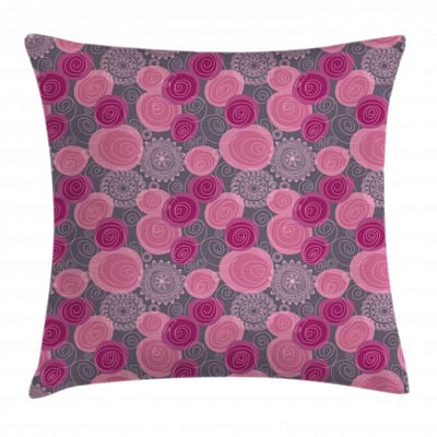 ABAKUHAUS Kussenhoes – Gebloemd 50x50 cm – Rits, Magenta/Grijs