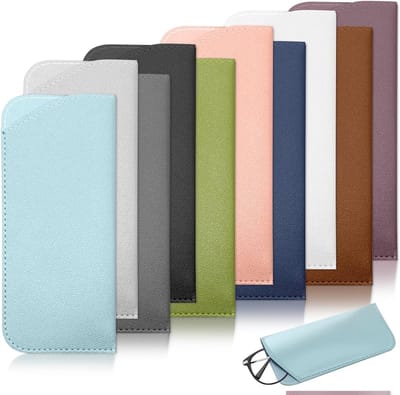 Set van 10 Zachte Brilhoezen, Draagbaar en Veelzijdig, Geschikt voor Mannen, Vrouwen en Kinderen, Kleur: Zwart, Wit, Bruin, Lichtgrijs, Ideaal voor Bescherming en Opbergen van Brillen