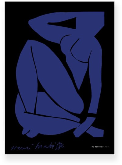 Poster 20x30 cm - Blue Nude III - Henri Matisse - Blauw - Zwart - Abstract - Modern - Muurdecoratie - Wanddecoratie