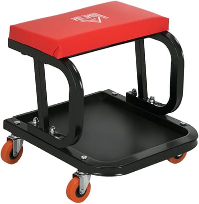 Werkplaatskruk - Werk kruk - Op Wielen - Kruk Met Gereedschapsbak - 38 x 35 x 37 cm