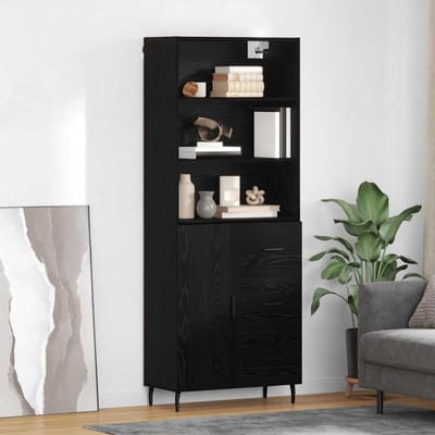 vidaXL - Highboard - 2 - st - Zwart - Eiken - 69,5 - x - 34 - x - 180 - cm - Bewerkt - hout