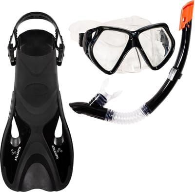 Atlantis Andros Set - Snorkelset - Duikbril - Snorkel - Volwassenen - Zwart - 36-41