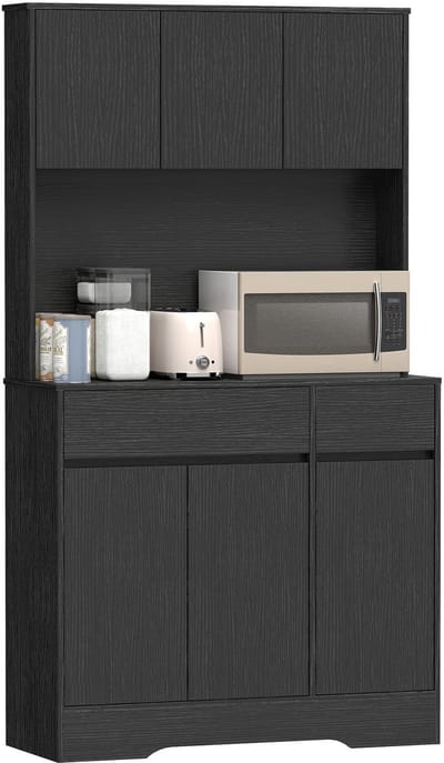 HOMCOM Keukenkast-Spaanplaat, MDF-100L x 38B x 180H cm-Zwart