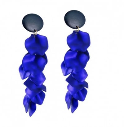 Clip oorbellen- Cyril- blauw- zwart- lang- geen gaatje- Charme Bijoux