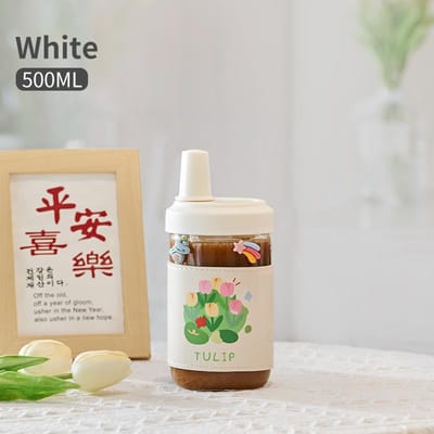 500ml/850ml Glazen Ontbijtbeker Grote Capaciteit Dubbelwandig Glas Huishoudelijk Draagbaar Melk Theekop Melkbeker 500-850ml beige