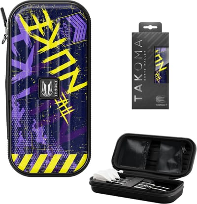 Target Darts Luke Littler Takoma Wallet Regular - Dartkoffer voor 3 Darts - EVA Materiaal - Krasbestendige Voering - Paars Geel - 18.5 x 9 x 5 cm - Dartaccessoires Opbergvakken