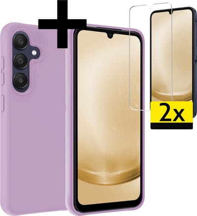 Hoesje - Met 2x Screenprotector - Geschikt voor Samsung Galaxy A25 - Sterk & Shockproof - Back Cover - Siliconen Case - Telefoon Hoes - Telefoonhoesjes - Lila