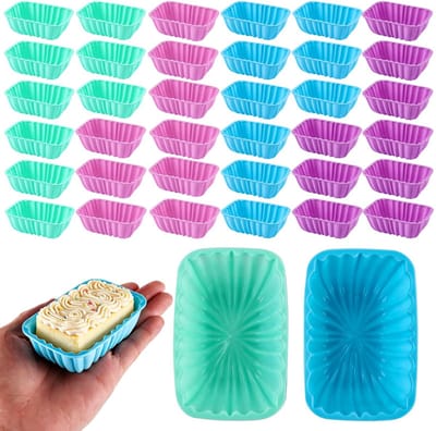 Dailygoods- Muffinvormpjes 36 Stuks - Siliconen Bakvormen - Rechthoekige Anti-aanbak - Voor Cupcakes/Brownies - 8,5 x 5,4 cm - Pastelkleuren - Bakvorm